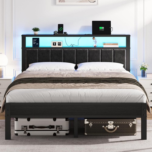 Queen bed frame led - frame, lights