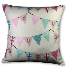  Hand made Cushion Cover in Fryetts Beach Huts Bunting Maritime Pink Boats Sea