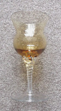 Vintage Retro Elegant Smoked Glass Wine Goblet 17cm Tall with Clear Twist Stem