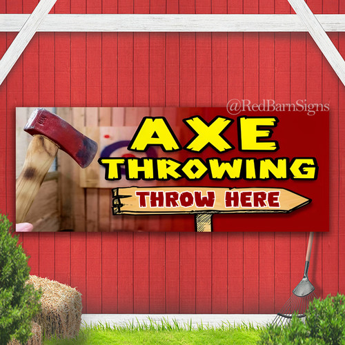 Axe throwing throw here - axe,