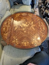 Italian Inlaid Marquetry Wheeled Bar Serving Cart