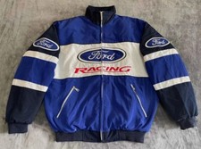 Embroidered Adult F1 Vintage Racing Jacket, New Ford Jacket Blue Cotton Padded