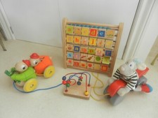 Pull Along Wooden Toys Hamleys Turtles ELC Rabbit & Small Bead Frame & Abacus