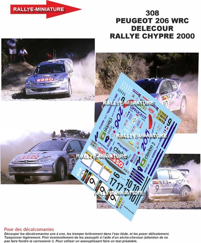 Decals ref 0308 peugeot - 1/43,