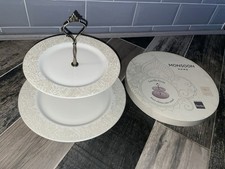 BOXED DENBY MONSOON LUCILLE GOLD AFTERNOON TEA TIERED SANDWICH CAKE PLATE STAND