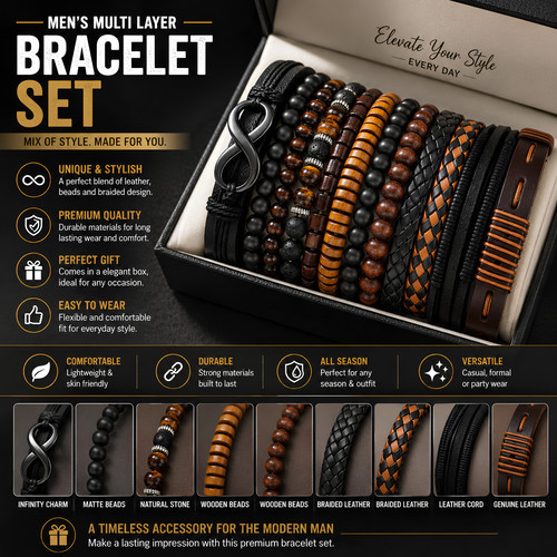 12pcs set mens brown - 12pcs, black