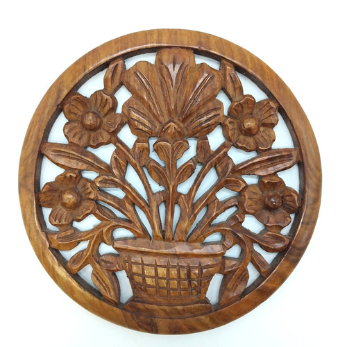 Hand carved wooden wall plaque - wall,