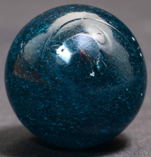 Large Greiner Antique German Handmade Marble 1860s Aqua & Oxblood 22.8mm 7/8''