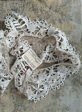 Antique Lace Trim Bobbin Lace Border with Original Label, Antique Pillow Lace