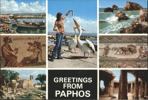 Vintage paphos cyprus postcard - vintage,