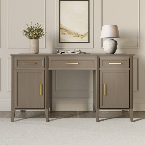 Dark wood office desk with - wood,
