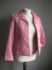 PINK LADIES leather jacket 10 12 medium distress short grease WILSONS soft pale