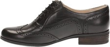 Clarks Women's Girls Hamble Oak Derby Brogue Formal Leather Shoes Black