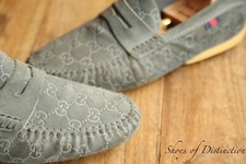 Gucci Grey Blue Suede Loafers