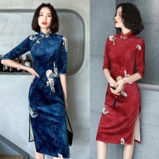 Women Velvet Qipao Dress
