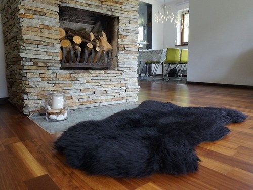 Sheepskin black throw genuine - black,
