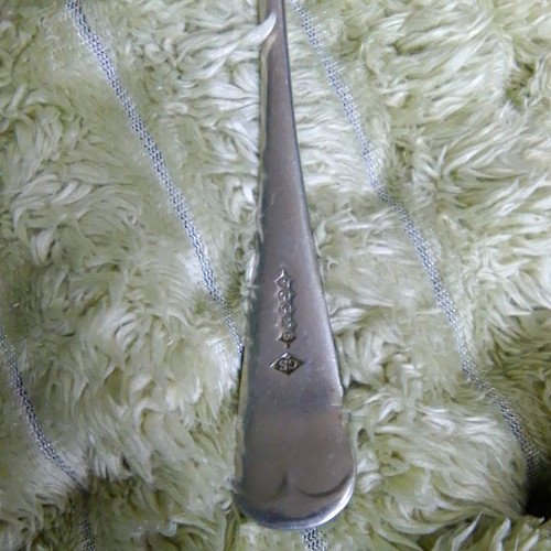 Silver metal spoon with - metal, in