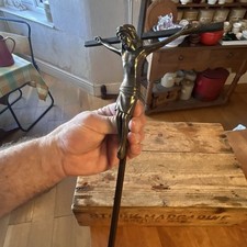 Vintage Traditional Long Brass Metal Crucifix / Cross - Great!