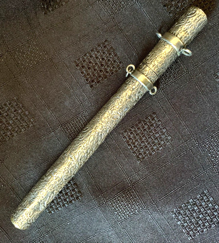 Vintage white metal chatalayne - white,