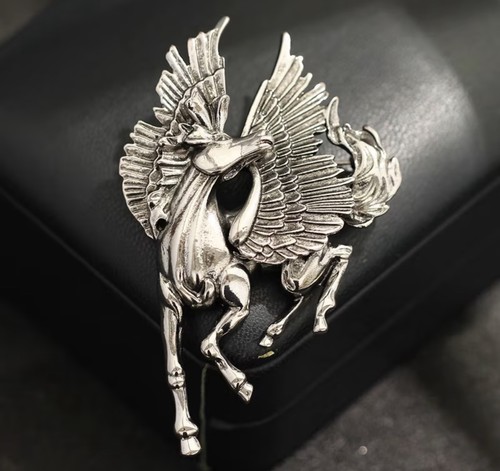 Retro intricate pegasus brooch - intricate,