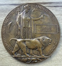 WW1 Memorial Plaque For Thomas
