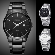 Curren Mens Black Stainless Steel Strap Analog Sport Date Day Quartz Wrist Watch
