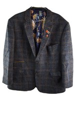 SHETLAND Blue Tweed Blazer Jacket size 46 In Mens Checked Casual Outdoors
