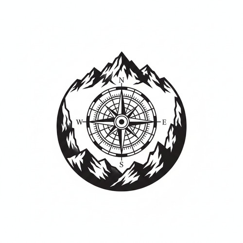 Large compass mountain - x,