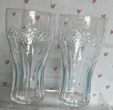 x2 Coca Cola Glasses Clear 37cl Advertising Breweriana Collectable Pepsi