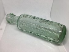 HENRY DICKINS NOTTINGHAM & MANSFIELD - HALF PINT BOTTLE - IN AQUA - EMBOSSED