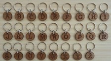 Initial Letter Keyring : Initials Alphabet Key Ring Wooden Engraved A-Z