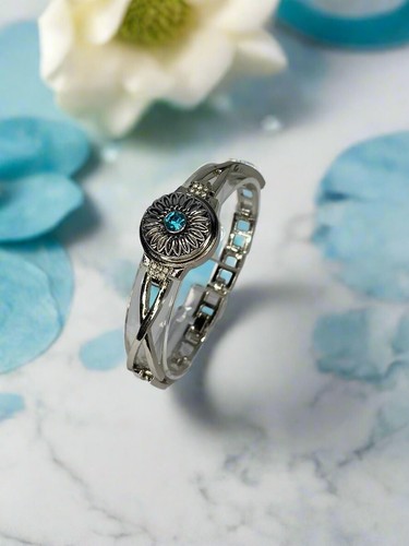 Blue blossom snap button - blossom,