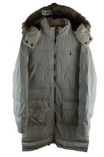 MUSTO White Padded Coat size Uk 14 Womens Full Zip Hooded Parka Casual Outdoors