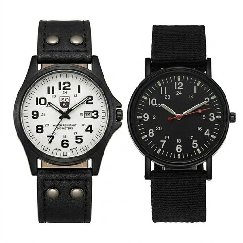 Men military leather date - leather,