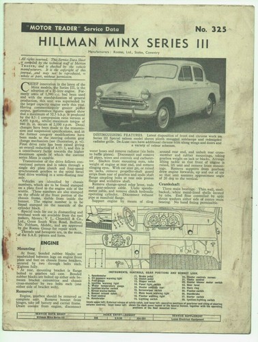 Hillman minx series iii - minx, 1958