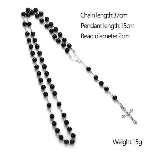 White glass rosary beads with - glass,