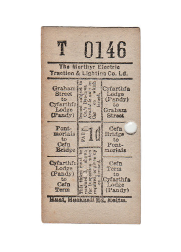 Tram ticket merthyr electric - ticket,