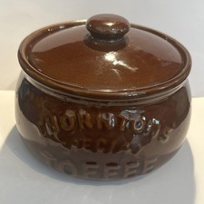 Vintage Thorntons Special Toffee Pot Ceramic Stoneware Brown Lidded Jar Pearsons
