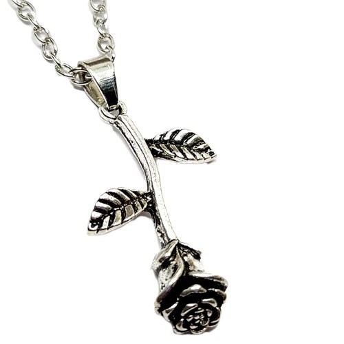 Rose flower pendant necklace - rose,