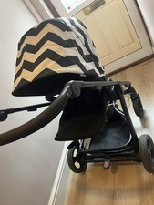 Mamas & Papas Solo Push Pushchair Black And White Chevron Patterned Hood