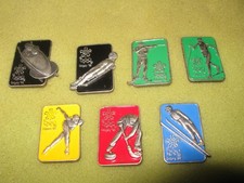 7 RARE OLD 1988 CALGARY WINTER OLYMPIC GAMES METAL PRESS PIN BADGES