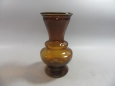 VINTAGE  AMBER COLOURED  GLASS HYACINTH VASE.