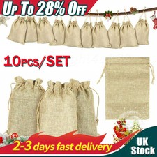 10X Drawstring Storage Bags Cotton Calico Bags Tote snack Gift Bags Bulk 28% off
