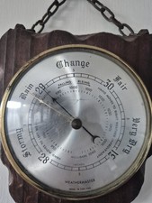 Weathermaster Wooden Vintage Barometer Antique -  Slight Crack On Screen