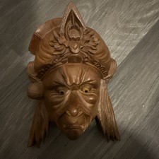 Wood Figural Demon Face Mask