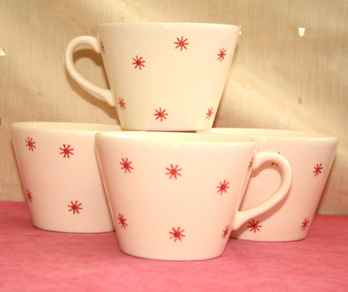 Four waitrose mugs white - waitrose, red