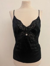 Roberto Cavalli Designer Silk Lace Camisole in Black Sz. IT44 UK12 Crystal