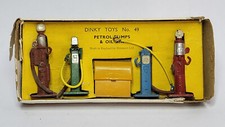 Antique DINKY TOYS #49 PETROL PUMPS & OIL BIN Toy Set w/ Original BOX