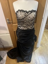 Elegant Ballgown Black Cream Strapless Cruise, Christmas Party New Year. Size 14