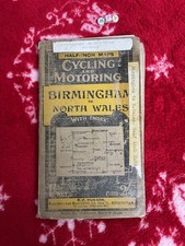 RARE VINTAGE, map Cloth , Cycling , Birmingham To North Wales